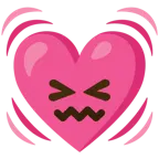 cara de frustración + corazón latiendo