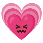 cara de frustración + corazón creciente