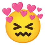 cara de frustración + corazón con flecha