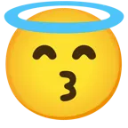 وجه يقبّل + وجه مبتسم بهالة