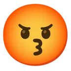 وجه يقبّل + وجه مع رموز على الفم