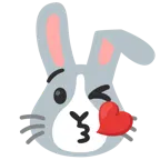 وجه يرسل قبلة + وجه أرنب