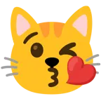 وجه يرسل قبلة + وجه قطة