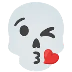 وجه يرسل قبلة + جمجمة