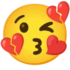 وجه يرسل قبلة + قلب مكسور