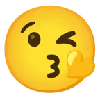 وجه يرسل قبلة + قلب أصفر