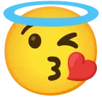 وجه يرسل قبلة + وجه مبتسم بهالة