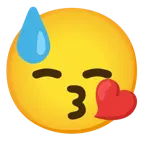 وجه يرسل قبلة + وجه بعرق بارد