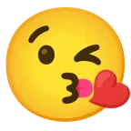 وجه يرسل قبلة + وجه بلسان متدلٍ