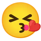وجه يرسل قبلة + وجه بعينين مغلقتين ولسان متدلٍ