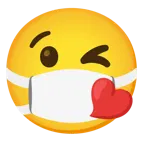 وجه يرسل قبلة + وجه بكمامة