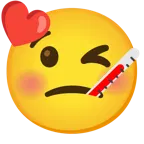 وجه يرسل قبلة + وجه مع ميزان للحرارة