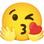 وجه يرسل قبلة + وجه يعانق بابتسامة