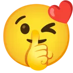 وجه يرسل قبلة + وجه يطلب الصمت