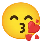 وجه يقبّل بعينين باسمتين + وجه يرسل قبلة