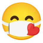 وجه يقبّل بعينين باسمتين + وجه بكمامة