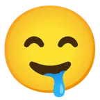 وجه يقبّل بعينين باسمتين + وجه بلعاب سائل
