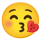 وجه يقبّل بعينين مغلقتين + وجه يرسل قبلة