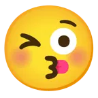 وجه يقبّل بعينين مغلقتين + وجه بلسان متدلٍ وعين غامزة