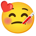 وجه يقبّل بعينين مغلقتين + وجه مع ميزان للحرارة