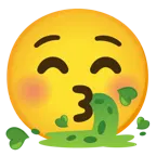 وجه يقبّل بعينين مغلقتين + وجه يتقيّأ