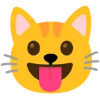 dil dışarıda + kedi yüzü