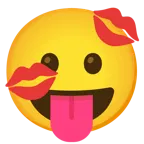 dil dışarıda + öpücük izi