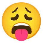 dil dışarıda + çok yorgun