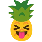 dil dışarıda ve gözler kapalı + ananas