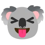 dil dışarıda ve gözler kapalı + koala