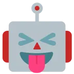 dil dışarıda ve gözler kapalı + robot