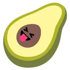 dil dışarıda ve gözler kapalı + avokado