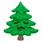 disappointed face + evergreen tree
