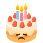 disappointed face + birthday cake