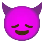 disappointed face + smiling face with horns