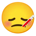 disappointed face + face with thermometer