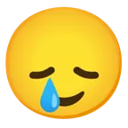 disappointed face + smiling face with tear