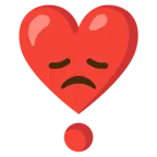 disappointed face + heart exclamation