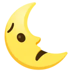 cara preocupada + luna de cuarto menguante con cara