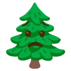 cara preocupada + árbol de hoja perenne