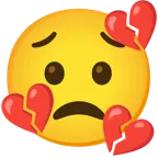 cara preocupada + corazón roto