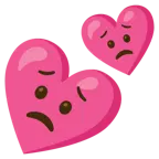 cara preocupada + dos corazones