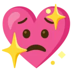 cara preocupada + corazón brillante