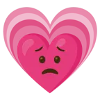 cara preocupada + corazón creciente