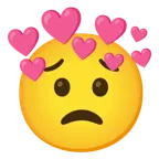 cara preocupada + corazón con flecha