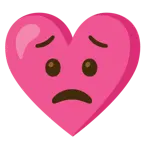 cara preocupada + corazón con lazo