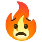 cara preocupada + fuego