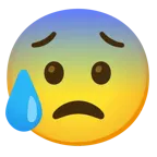 cara preocupada + cara con ansiedad y sudor