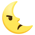 angry face + last quarter moon face