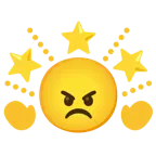 angry face + glowing star